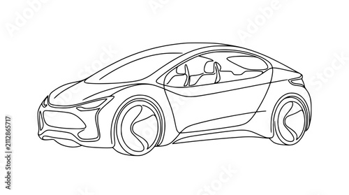 Futuristic Electric Car Line Drawing - Sleek, Modern Automotive Design
