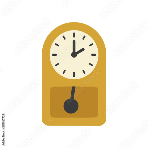 Fotografie Vintage grandfather clock with pendulum, isolated on white background, time conc