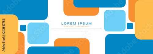 Modern blue and orange abstract banner background. Minimal geometric shape. Suit for cover, header, presentation, brochure, business, website, flyer. Vector illustration
