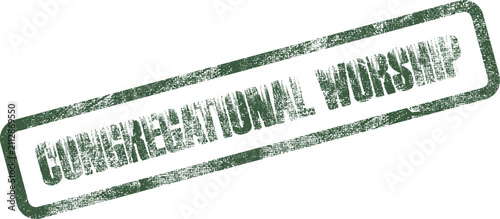 фотографія Authentic green ink congregational worship rubber stamp with distressed grunge t