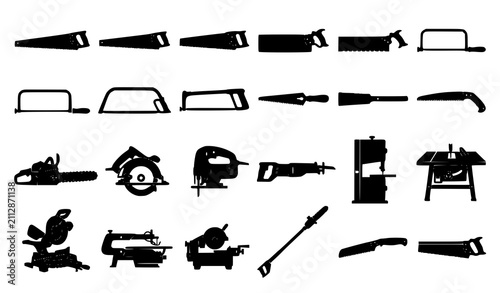 фотографія Professional Vector Saw Silhouette Pack Featuring Hand Saws Power Saws Carpentry