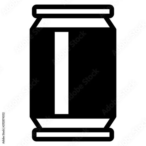 A flat design illustration of a soda can featuring a bold color palette with geometric shapes. Ideal for beverage-related projects.