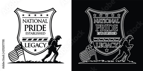 Obraz na plátne National pride legacy soldier and flag emblem