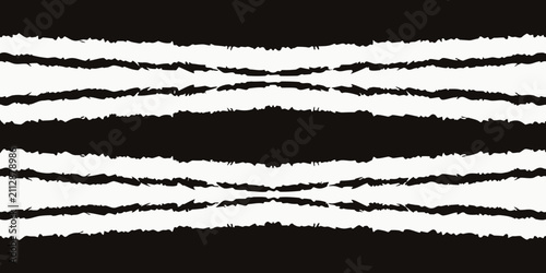 Bild auf Leinwand Torn paper strips pattern black and white graphic design