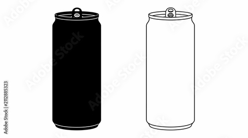 Black and white soda cans vector illustration icon set
