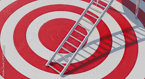 Close up view of ladder on red target