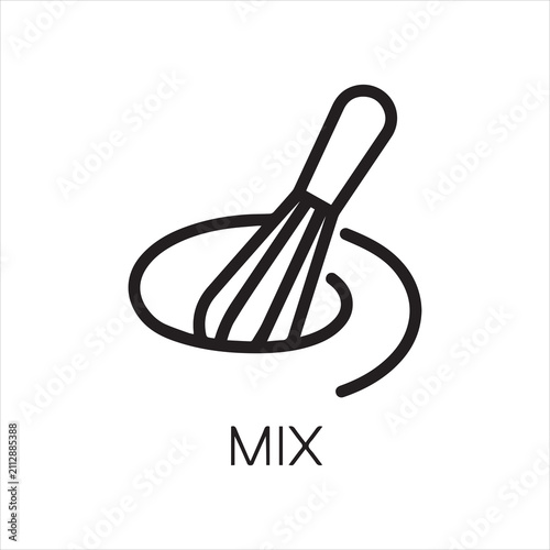 Canvastavla Line icon of whisk for mixing eggs, dough, sauce and other ingredients for cooking