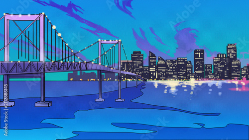 シティポップ背景_ベイエリア_Blue