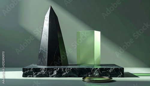 Elegant Geometric Sculptures Dark Marbled Base