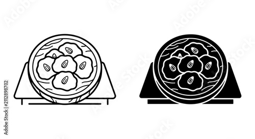 Obraz na płótnie Steamed Dumplings Vector Icons, Asian Food Illustration, Chinese Cuisine Symbols