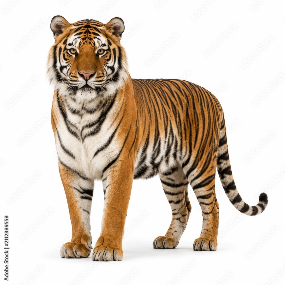 Obraz premium tiger standing isolated on pure white background