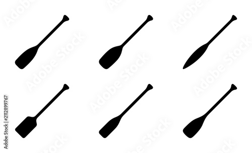 Oar Vector Icons, Paddles Set, Rowing Boat Oars, Water Sports Equipment Graphics