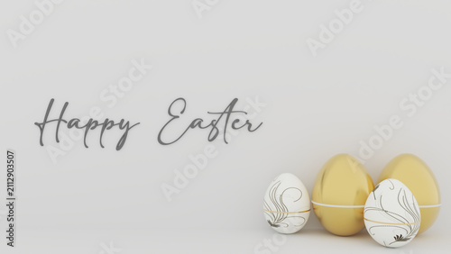  Happy Easter scene featuring a collection of colorful eggs
