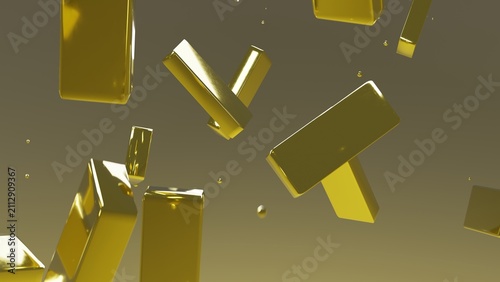 Canvastavla Golden bars tumbling through a soft ambient studio atmosphere