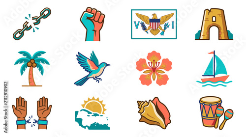 Emancipation Day vector illustration. Broken chains and raised fist for freedom celebration.