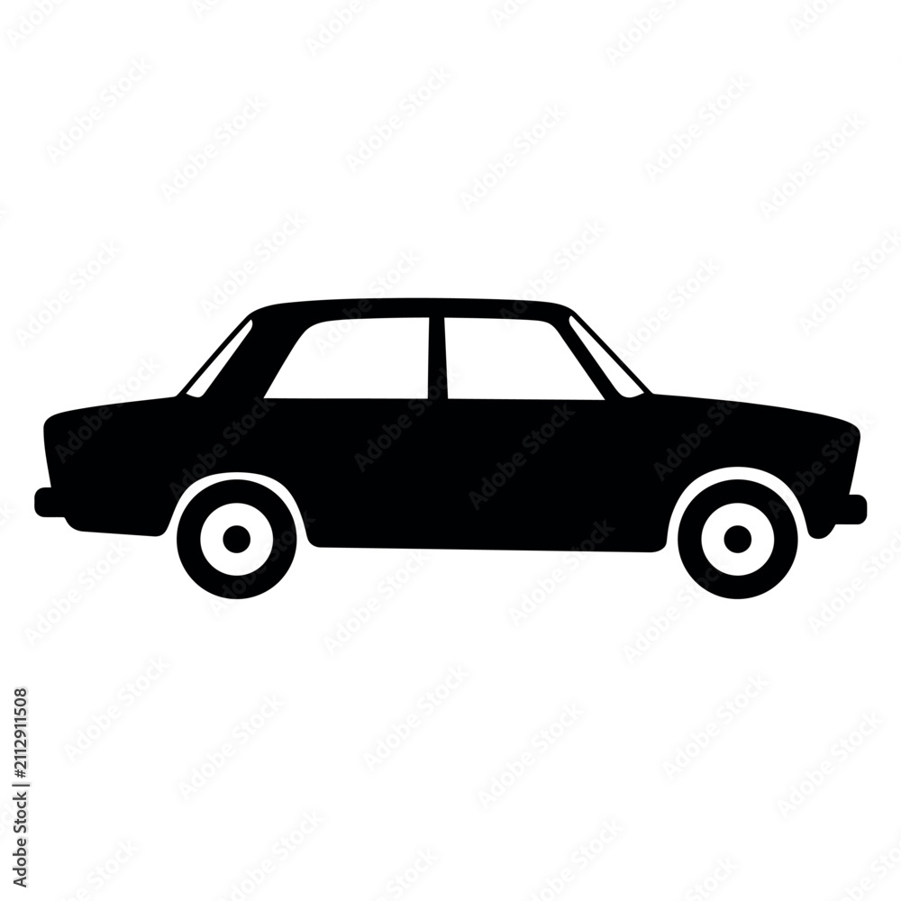 Fototapeta premium car silhouette, isolated on white background, flat vector.