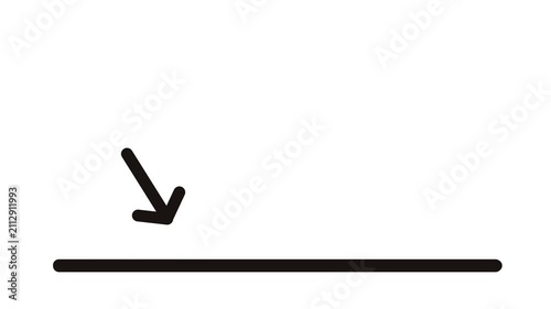 The arrow flies onto the platform, hits and bounces off, flying away at almost the same angle as the reflected beam of light.