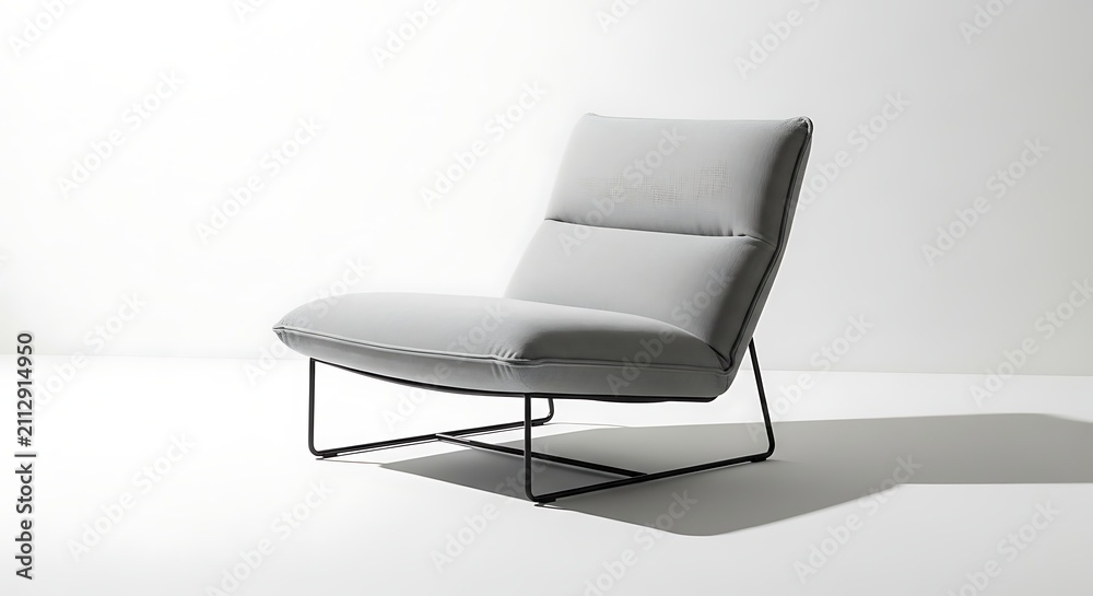 Obraz premium Modern grey lounge chair. Minimalist armchair design for contemporary interior decor.