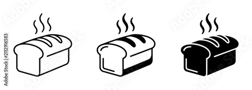 Freshly Baked Bread Icons, Loaf Vector Graphics, Hot Food Symbols