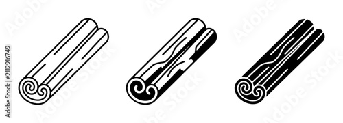 Cinnamon Stick Icons, Spice Vector Graphics, Culinary Ingredient Illustrations