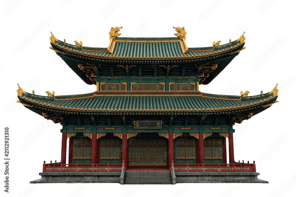 Obraz premium Grand Chinese palace temple with sweeping ornamental roofs