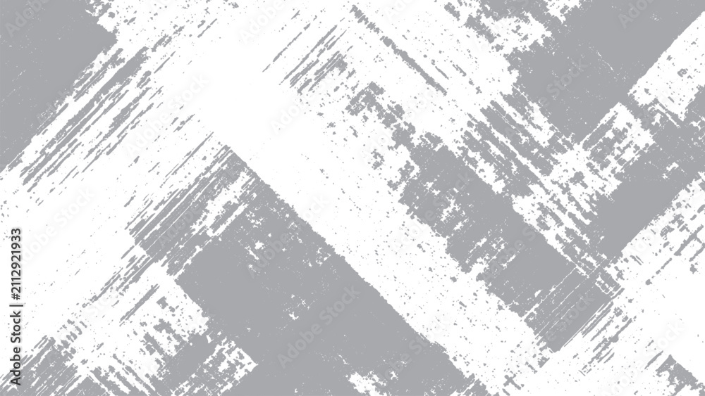 Obraz premium Abstract grunge texture with diagonal brush strokes in white and gray, distressed surface pattern with scratched and weathered details