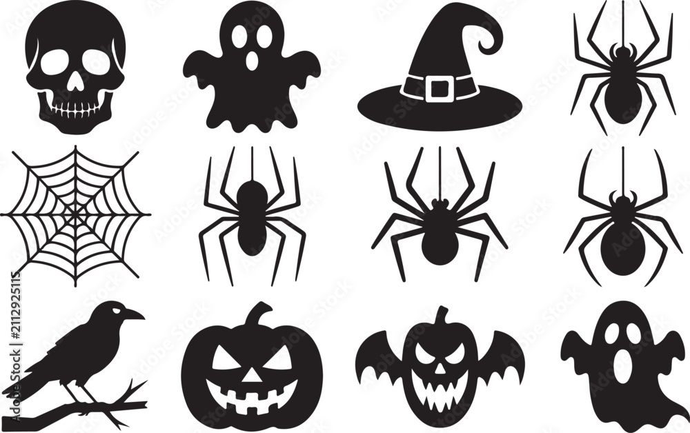 Fototapeta premium Helloween Vector Silhouette Set