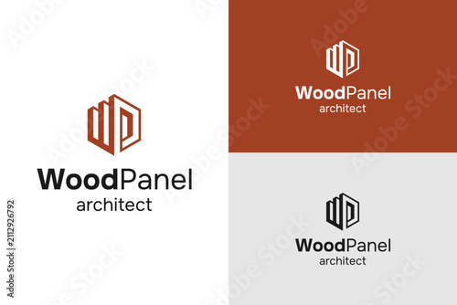 WP Wood Panel Architect Geometric Woodworking Construction Logo Design