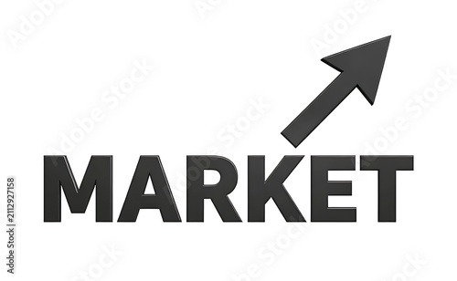 3d marketing with arrow, isolated on pure white background