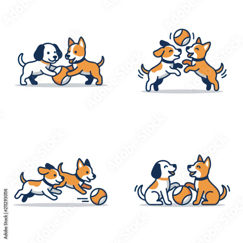 Fotografía Dogs Playing with a Ball Together.