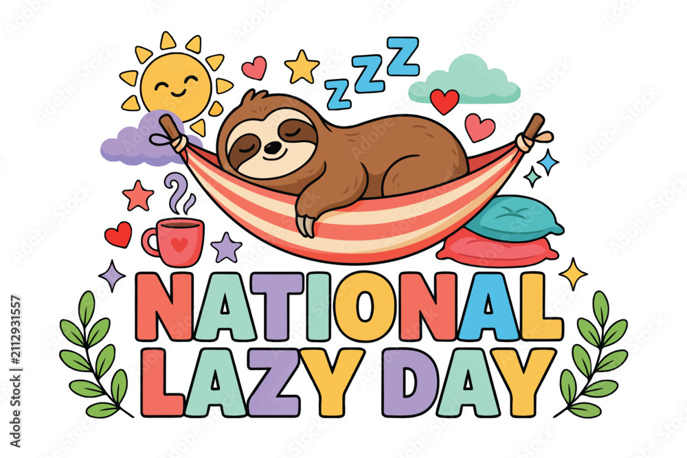 Naklejka premium NATIONAL LAZY DAY vector illustration isolated on white background