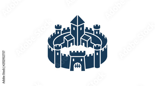 Quadro su tela Dark blue castle crown logo symbol.