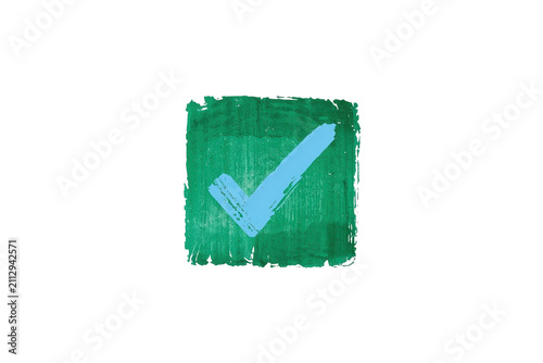 Painted green checkbox with blue checkmark