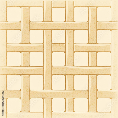 Seamless warm neutral tactile lattice grid weave pattern, tone-on-tone cream texture for wallpaper, wrapping paper, textile and background design, minimalist boho quiet-luxury repeat