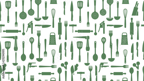 Kitchen Utensils Seamless Vector Pattern Design. Flat vector illustration EPS 10.