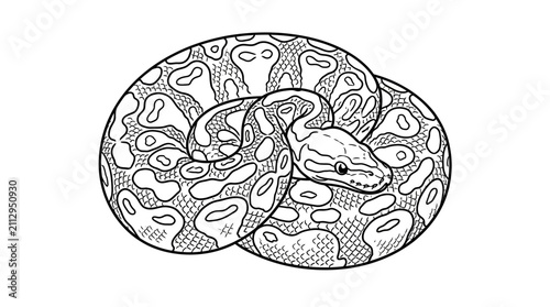 Foto Highly detailed zentangle coiled snake illustration.