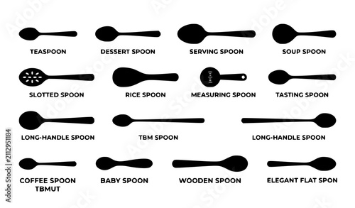 Quadro su tela Minimal Spoon Monochrome Icons Vector Set