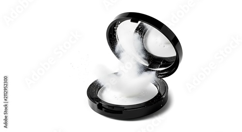 Cosmetic powder compact with explosion, makeup product puffing white dust cloud
