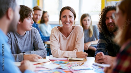 Teachers Discussing Student Support in Bright Classroom