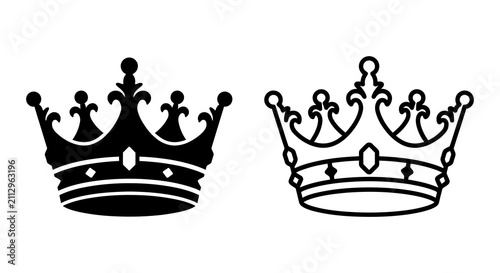 Εκτύπωση καμβά Two royal crowns black and white silhouette illustration on a white background