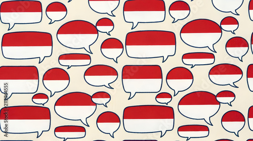 Indonesian flag speech bubble pattern background.