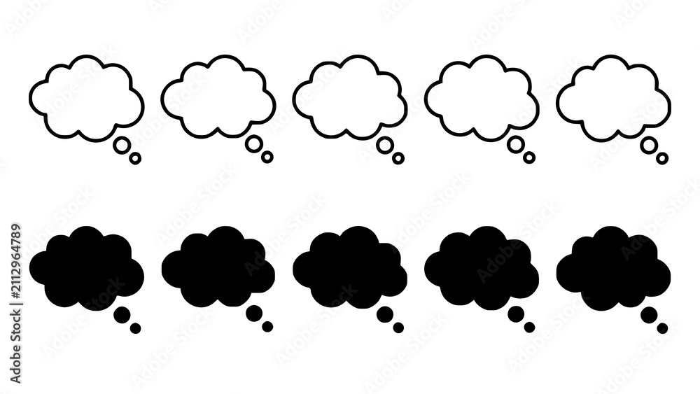 Obraz premium Set of black and white thought bubble icons for creative design projects