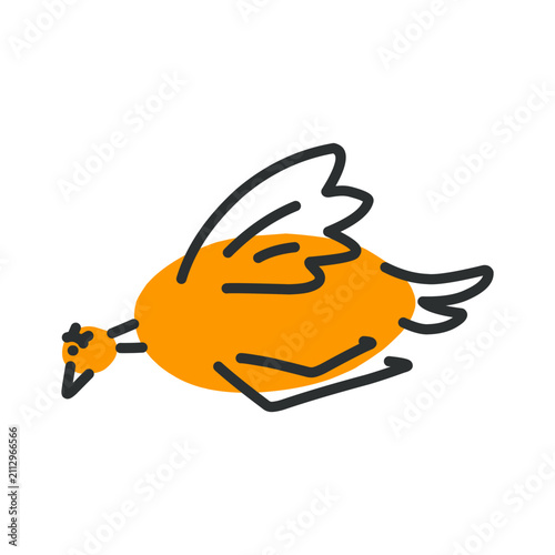 simple hand drawn flying bird icon