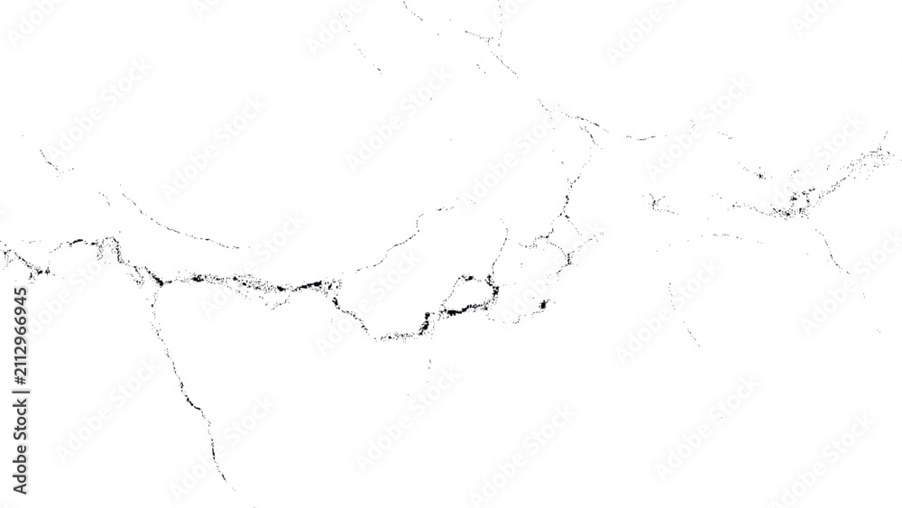Naklejka premium Black and white grunge texture featuring intricate cracks and fractured lines on a stark white background