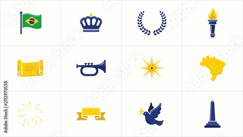 Obraz na plátně Modern patriotic symbols collection with national motifs with rendered bold colo