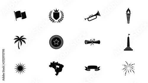 Foto Black and white icon set celebrating festive traditions with showcases collectio