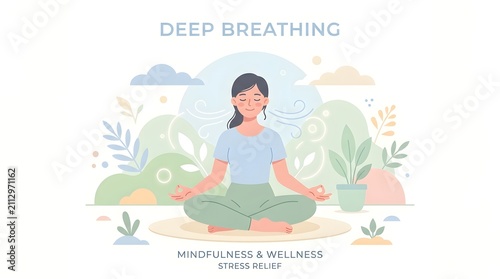 Woman practicing deep breathing for calm