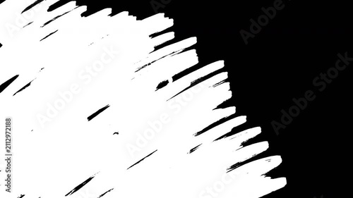 Abstract White Hand Drawn Scribble Animation with Textured Chalk Brush Strokes on Black Background Video 4K