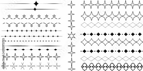 Black and white decorative dividers and ornamental line patterns on white background