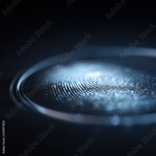 biometric fingerprint hologram circle interface digital identity verification security concept